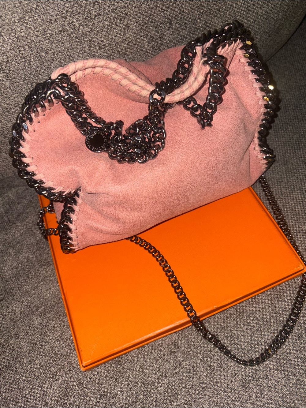 Stella McCartney Blush Pink Suede-Look Chain Shoulder Bag mini - Picture 5 of 15
